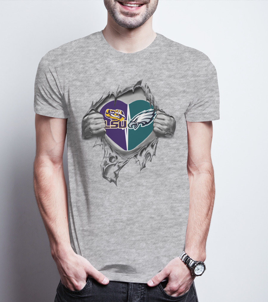 Lsu Tigers Philadelphia Eagles Heart Unbreakable Passion T-Shirt