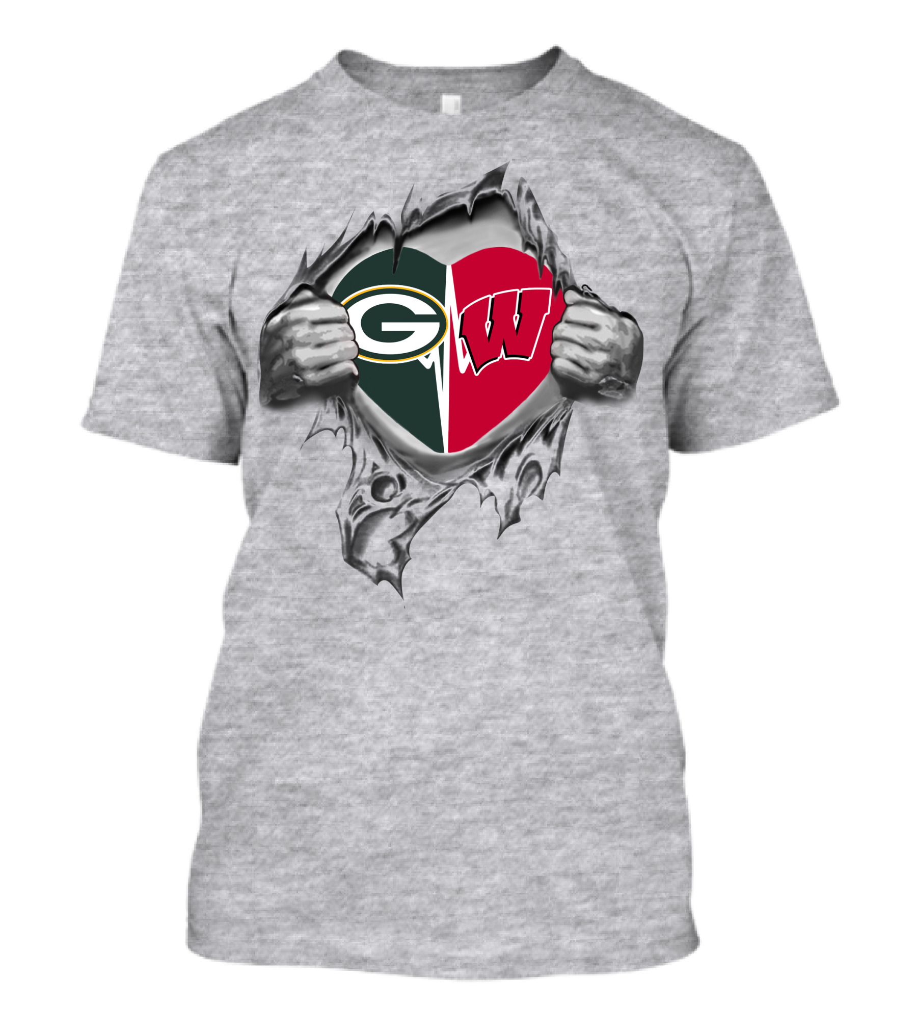 Packers Wisconsin Badgers Heart Green Bay T-Shirt