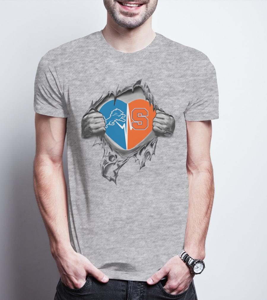 Lions Syracuse Orange Heart Tear T-Shirt