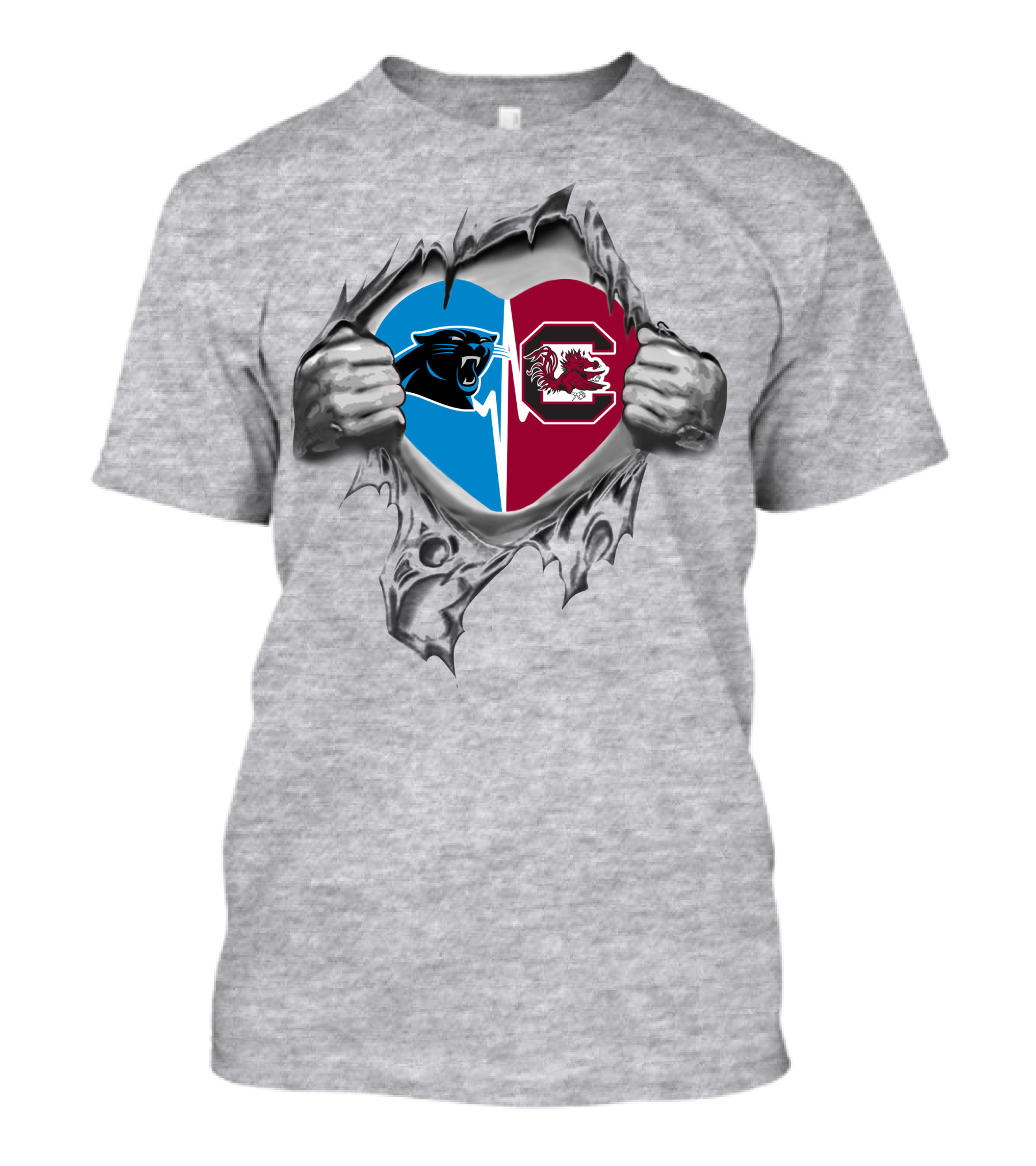 Panthers Gamecocks Heart Hands T-Shirt