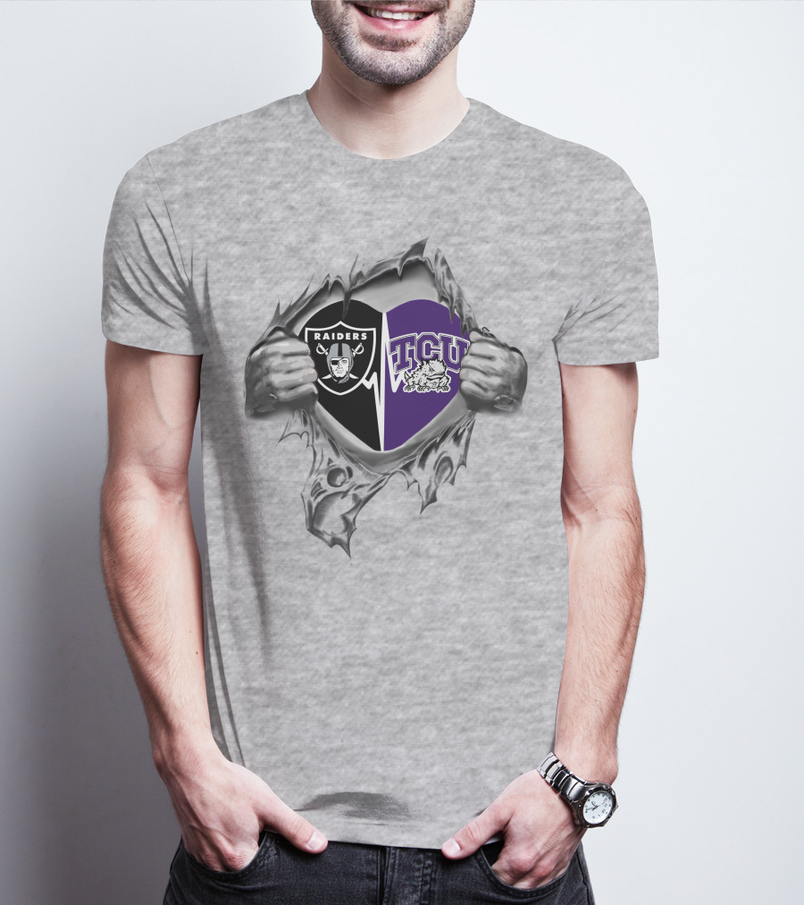 Raiders Tcu Horned Frogs Heart Logo Mashup T-Shirt