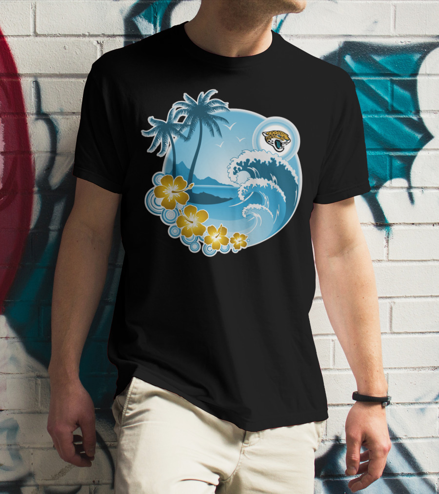 Jacksonville Jaguars Tropical Beach Holiday Wave Scene T-Shirt