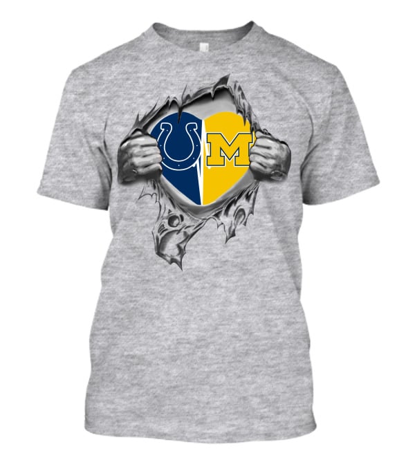 Colts Michigan Wolverines Heart Tear T-Shirt