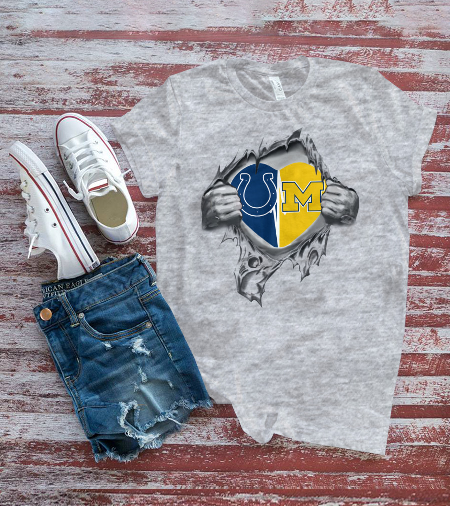 Colts Michigan Wolverines Heart Tear T-Shirt