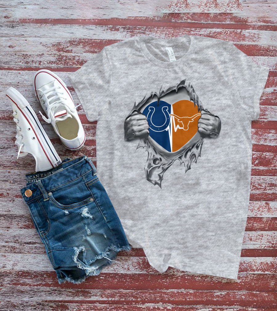 Colts Longhorns Heart Split T-Shirt
