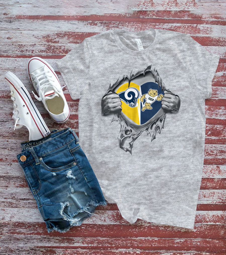 Rams Concordia University St Paul Csp Heart Symbol With Hands Pulling Open Fabric T-Shirt