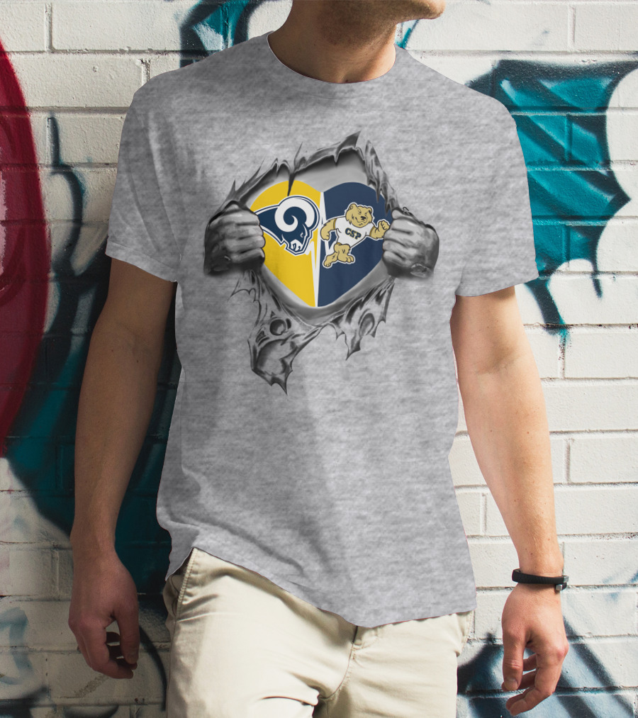 Rams Concordia University St Paul Csp Heart Symbol With Hands Pulling Open Fabric T-Shirt