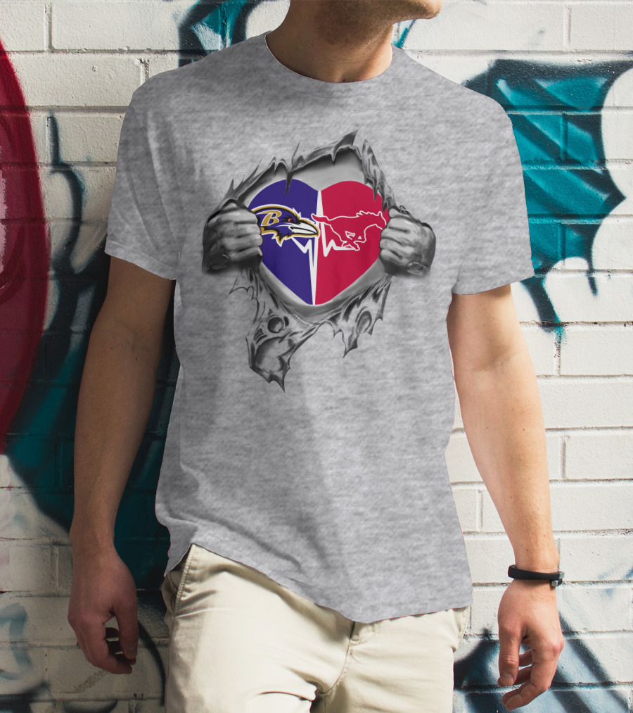 Ravens Smu Mustangs Heart Logo Fans Iconic Symbol T-Shirt