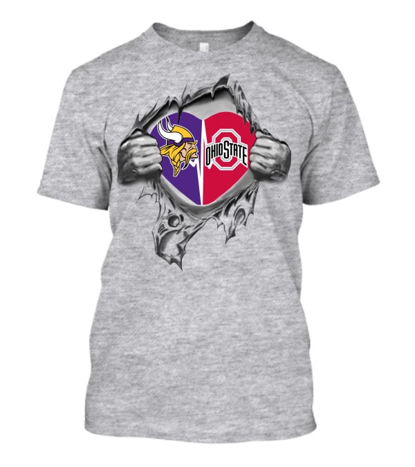 Vikings Ohio State Buckeyes Heartburst Loyalties T-Shirt