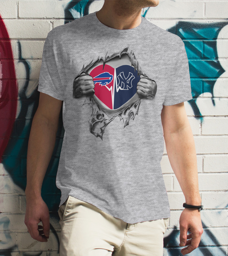 Buffalo Bills And New York Yankees Heart Fan Passion T-Shirt