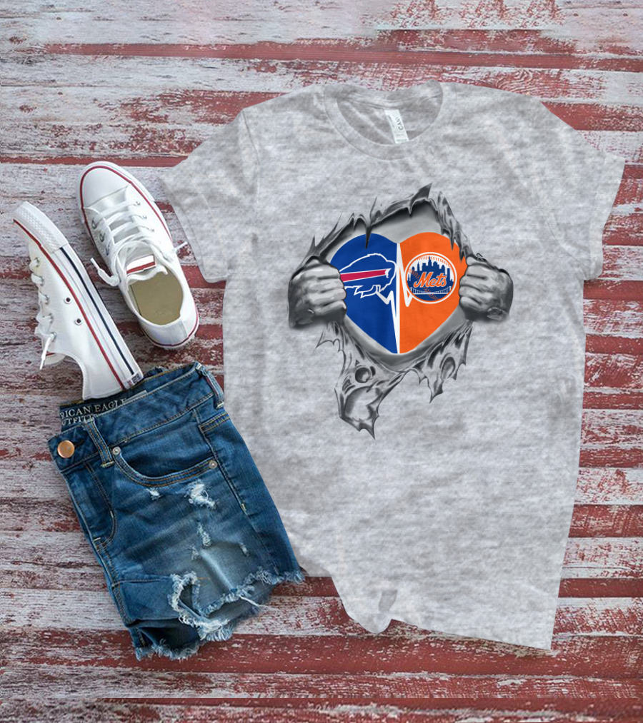Buffalo Bills New York Mets Heart T-Shirt