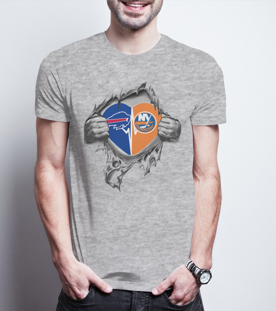Bills Islanders Heart Rip Hockey And Football Fans T-Shirt