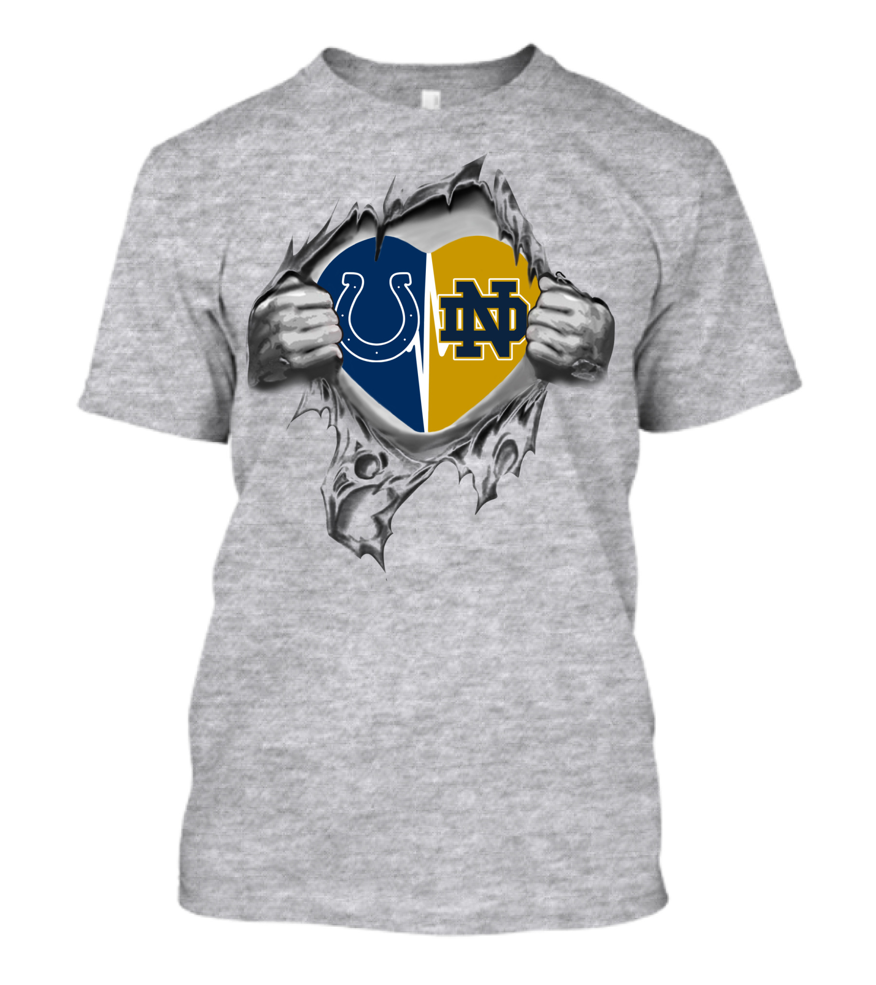 Colts Notre Dame Fighting Irish Heart Icon Dual Allegiance T-Shirt