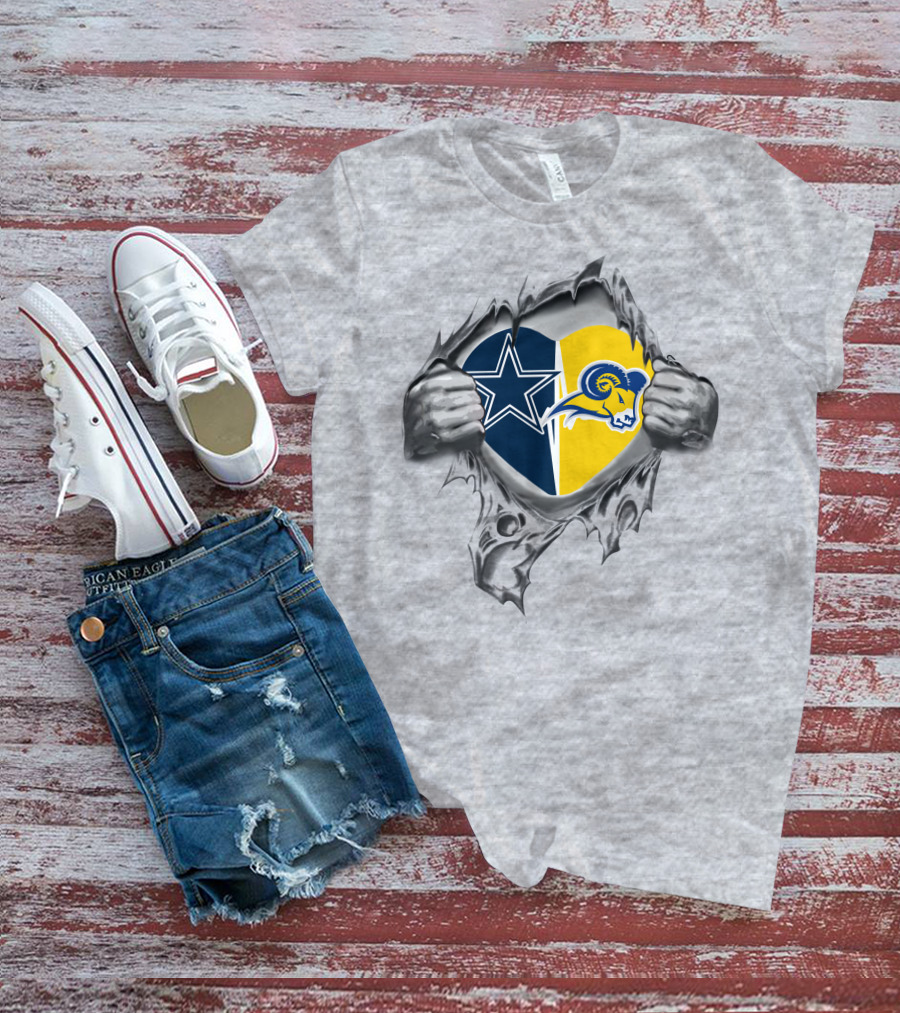 Dallas Cowboys Los Angeles Rams Texas Wesleyan Heart Fans United T-Shirt