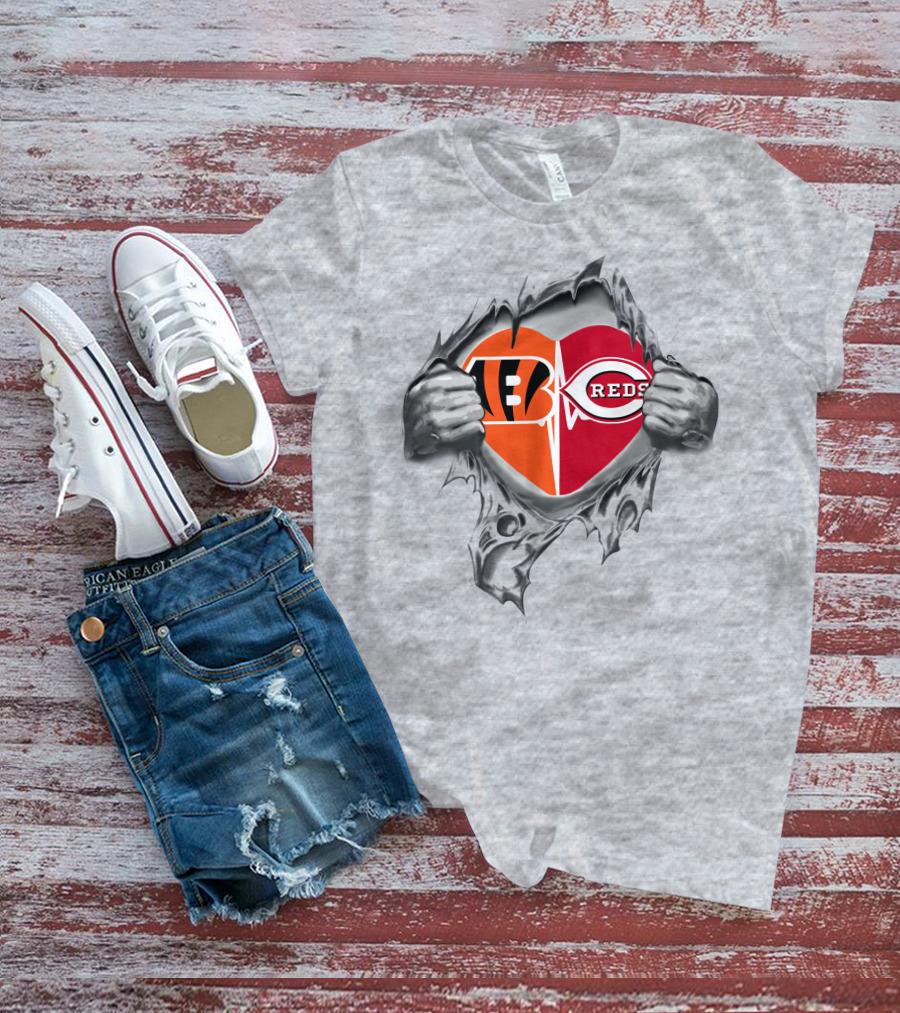 Cincinnati Bengals And Reds Heartbeat Passion T-Shirt