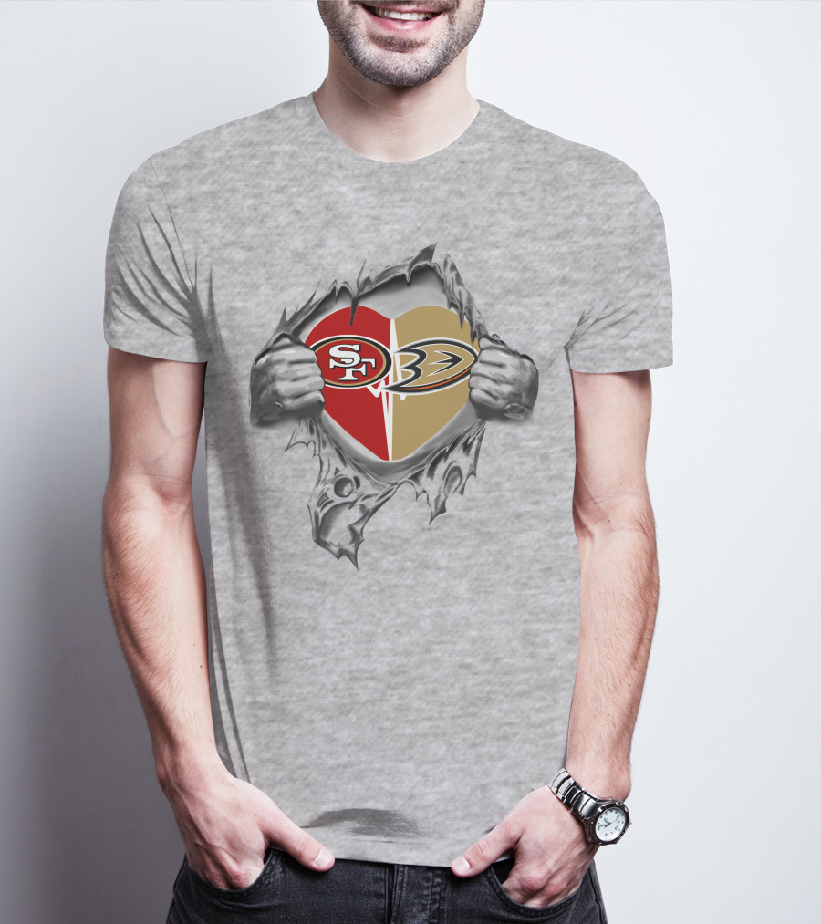 49ers Anaheim Ducks Heart T-Shirt