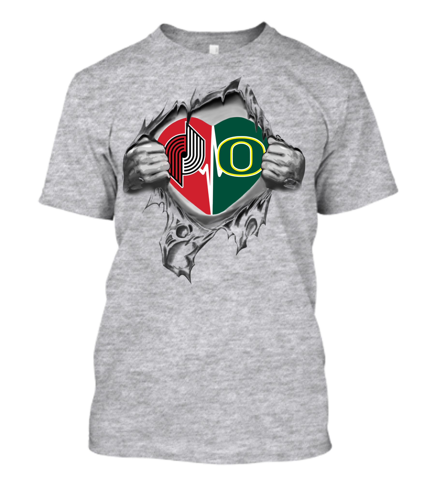 Portland Blazers Oregon Ducks Heart Design 362 T-Shirt