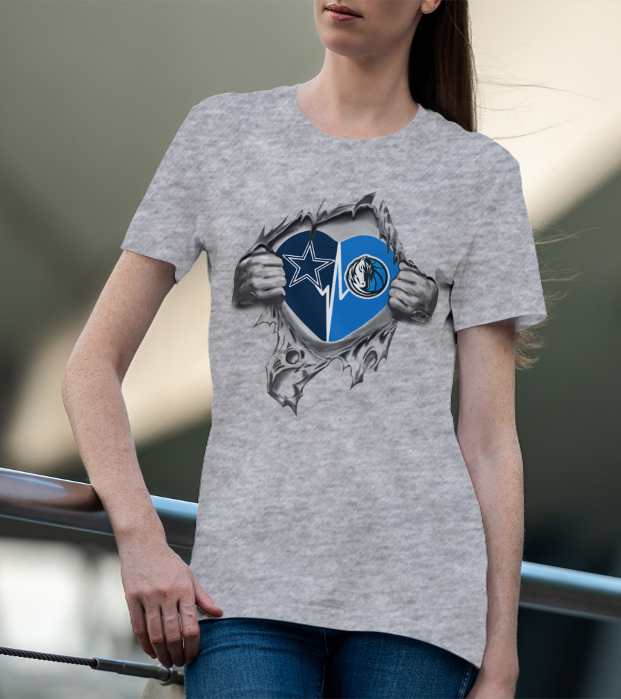 Cowboys Dallas Mavericks Heart Logo Art T-Shirt