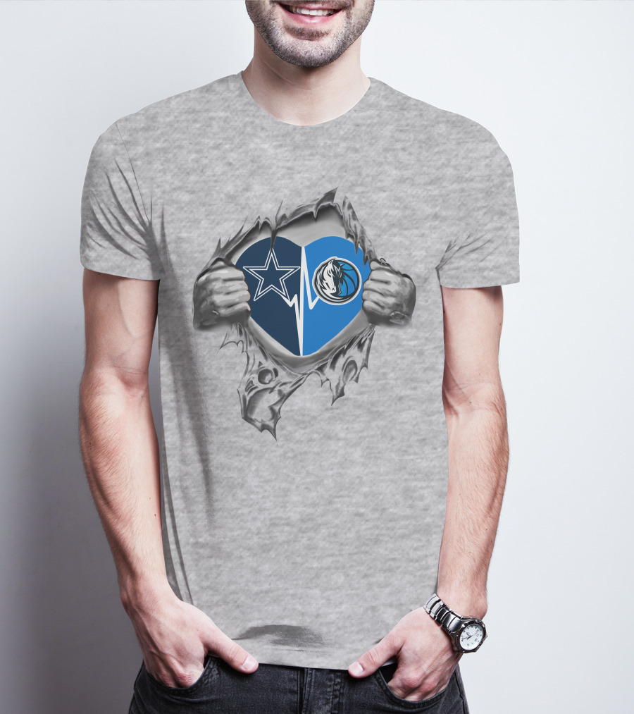 Cowboys Dallas Mavericks Heart Logo Art T-Shirt