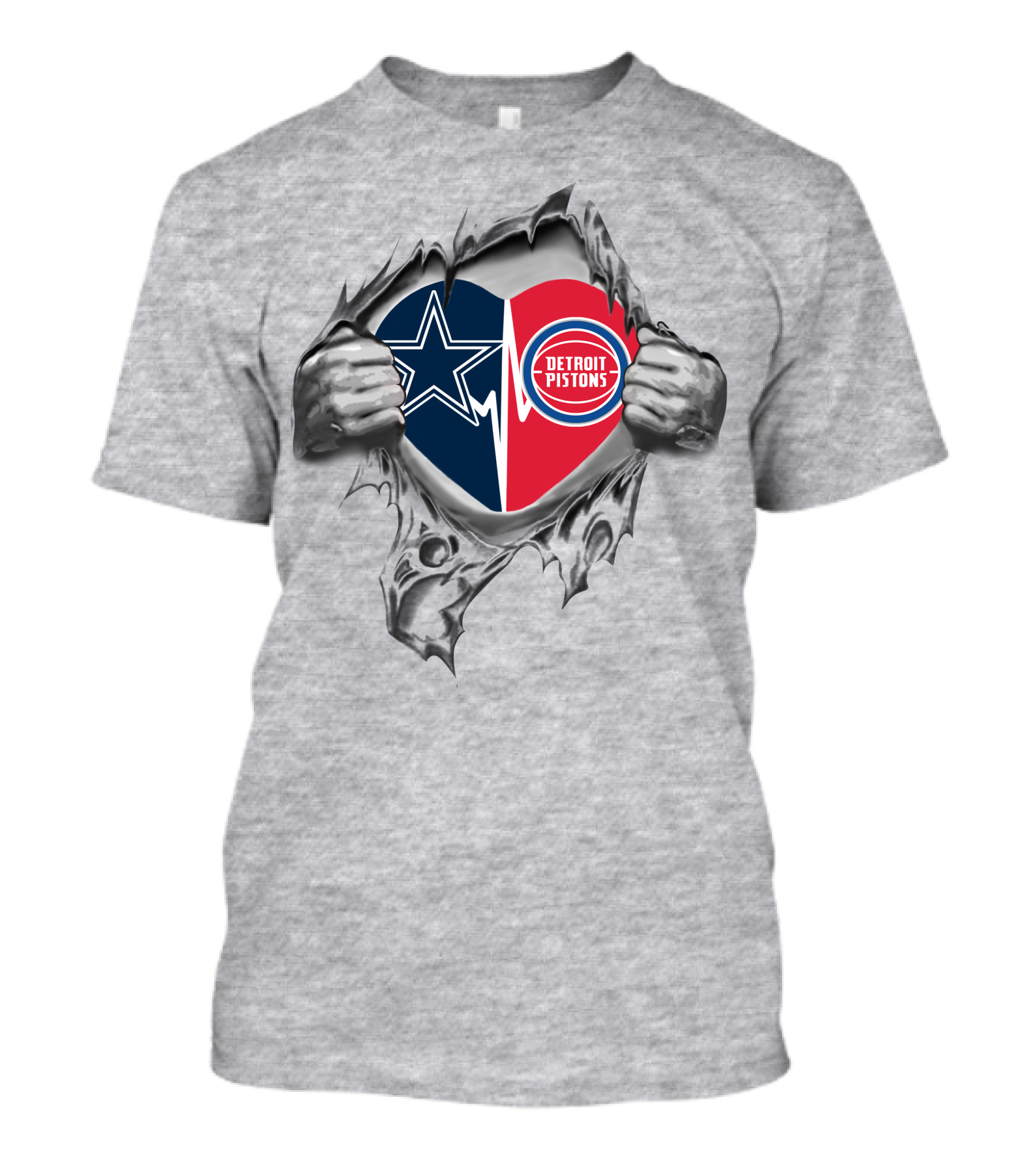 Cowboys Detroit Pistons Heartbeat United Loyalty T-Shirt