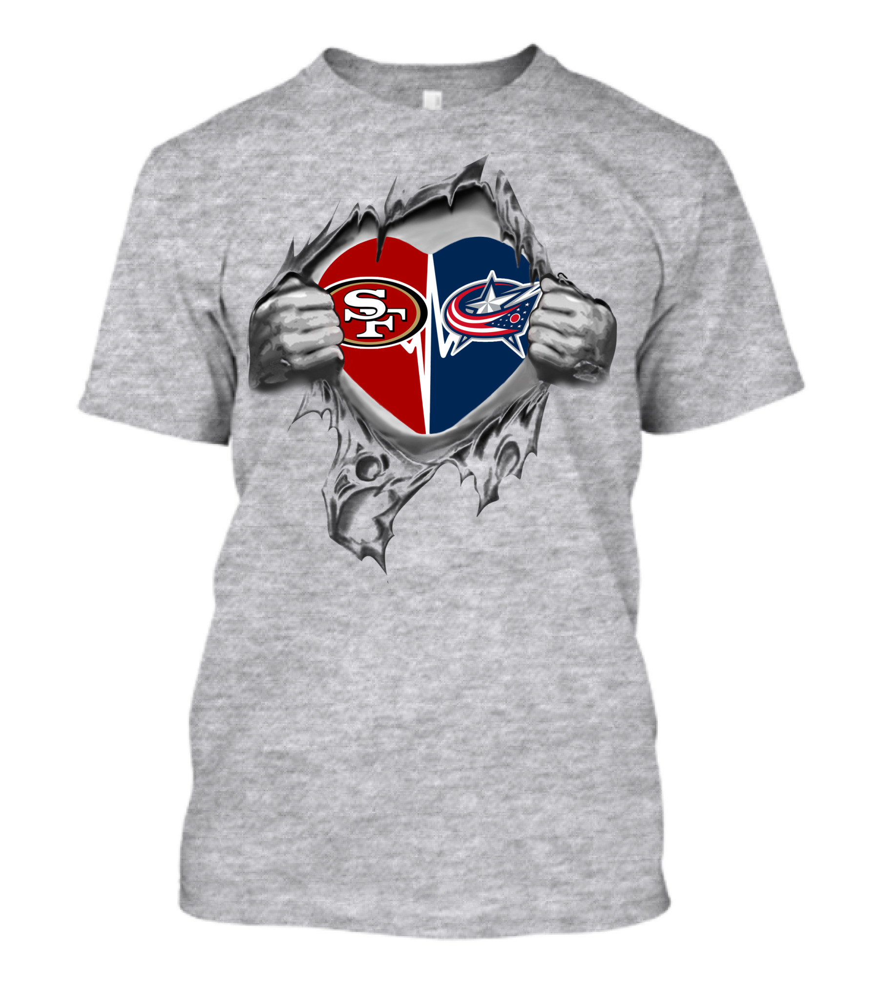 49ers Columbus Blue Jackets Heart T-Shirt