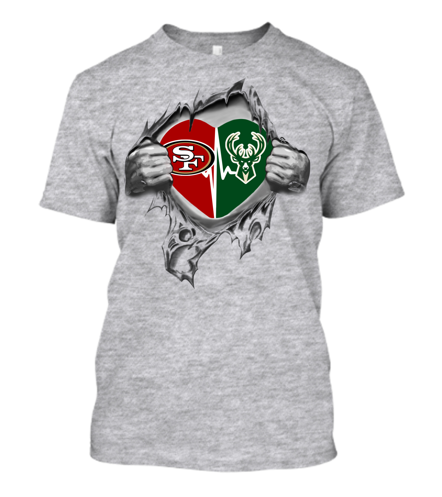 49ers Milwaukee Bucks Heart T-Shirt