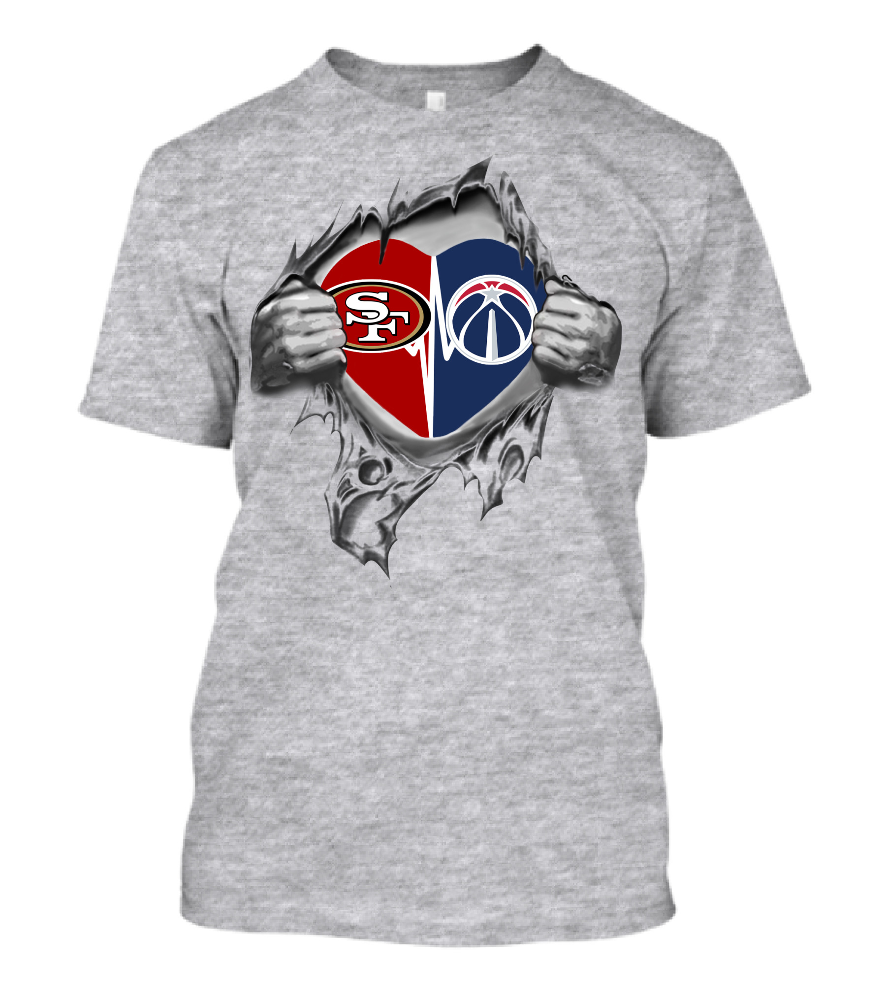 49ers Washington Wizards Heart Logos T-Shirt