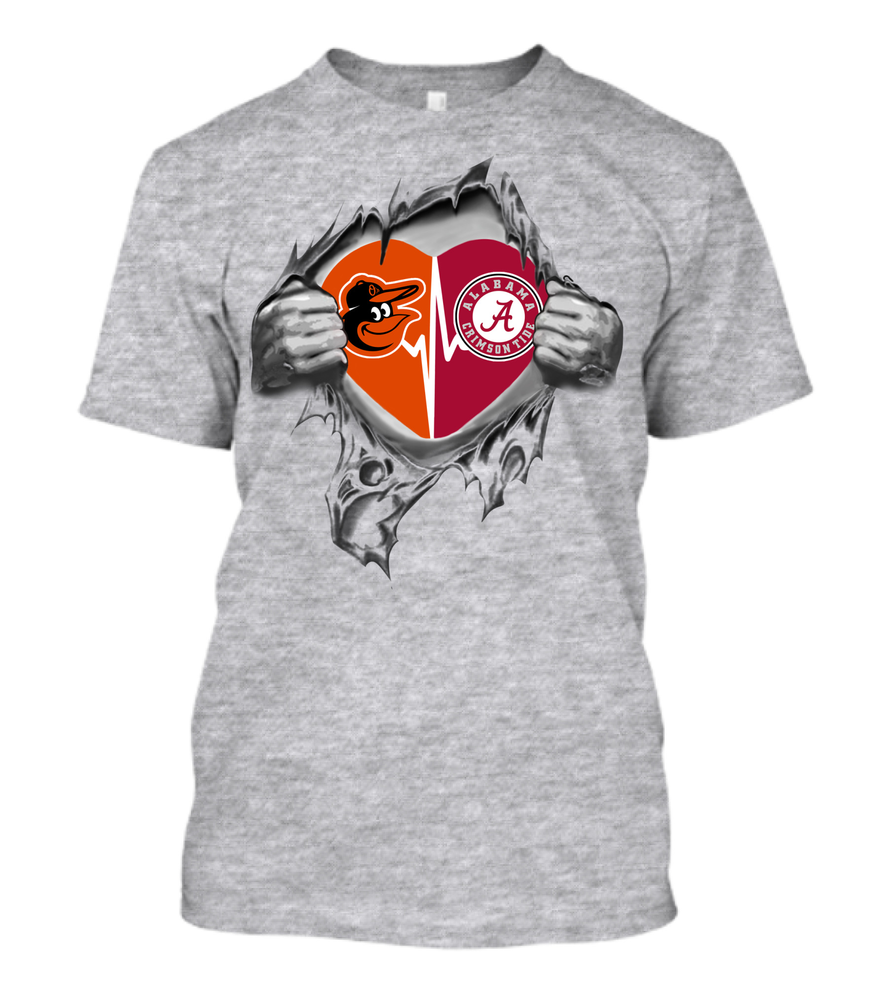Baltimore Orioles Alabama Crimson Tide Heartbeat Passion T-Shirt