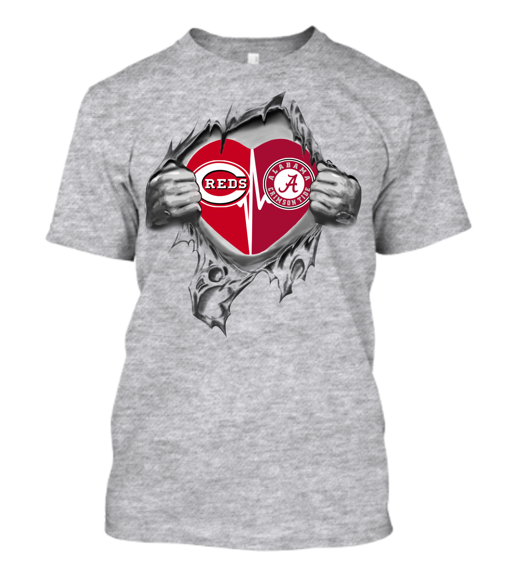 Cincinnati Reds Alabama Crimson Tide Heartbeat Passion T-Shirt