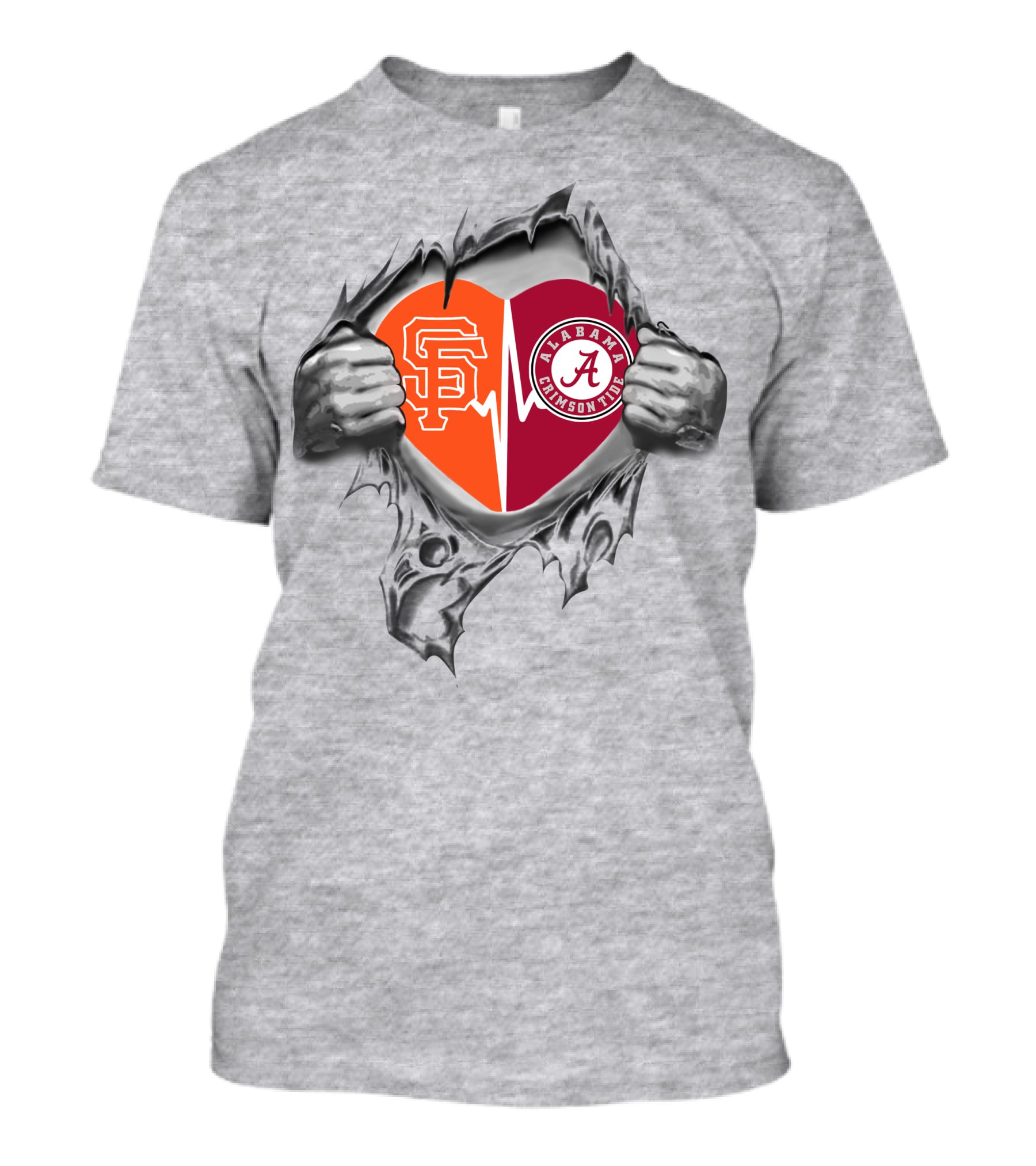 San Francisco Giants Alabama Crimson Tide Heart Logo Fusion T-Shirt