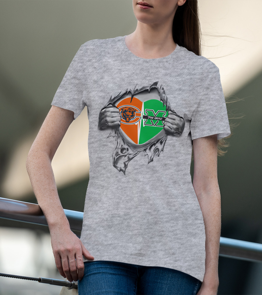 Bears Thundering Herd Heart Logo Breakthrough T-Shirt