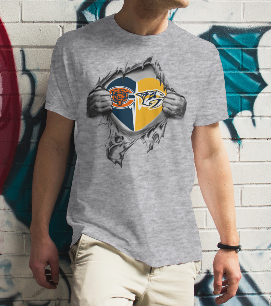 Chicago Bears Nashville Predators Heart T-Shirt