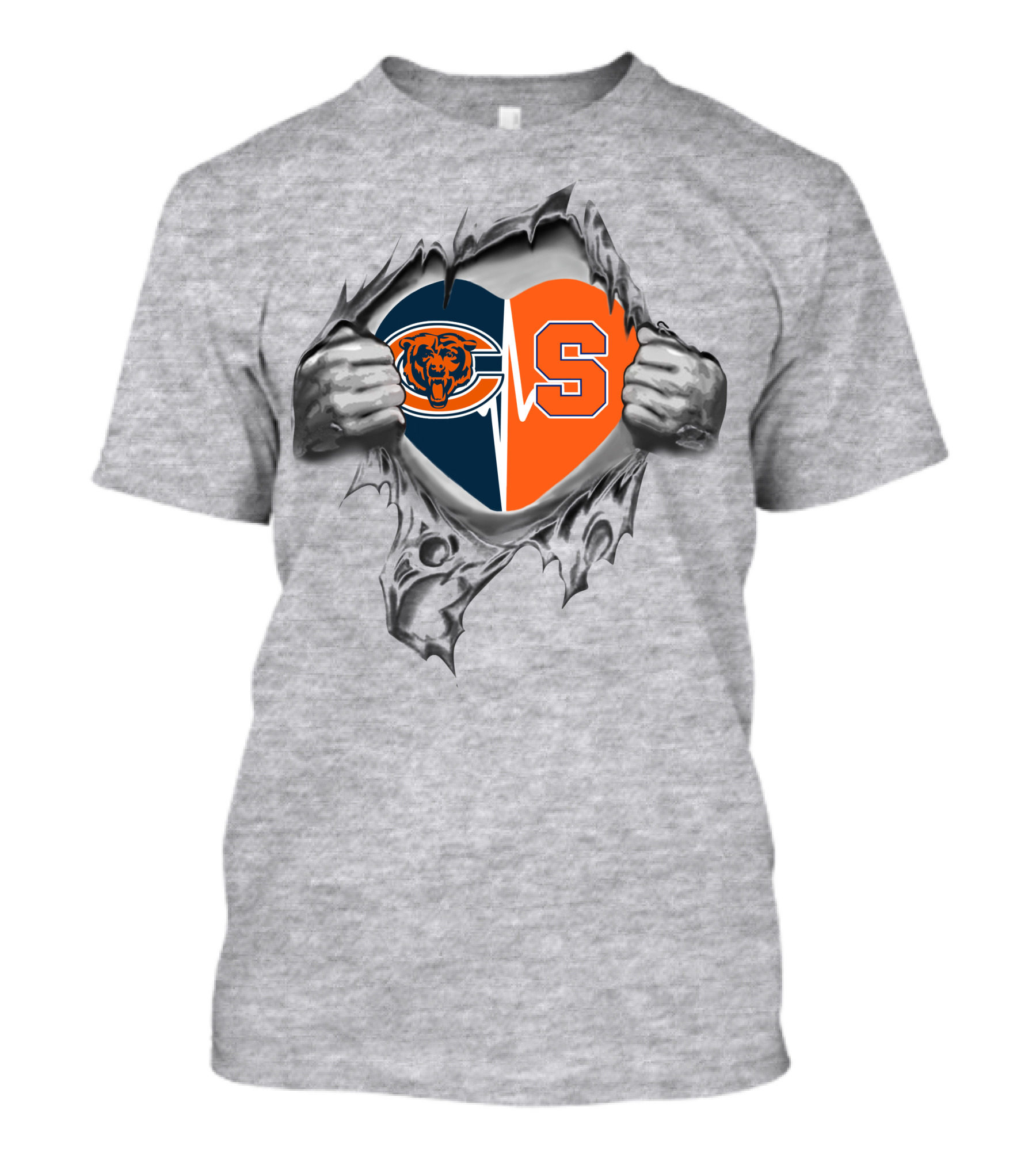 Syracuse Orange Bears Heart Symbol With Hands And Torn T-Shirt