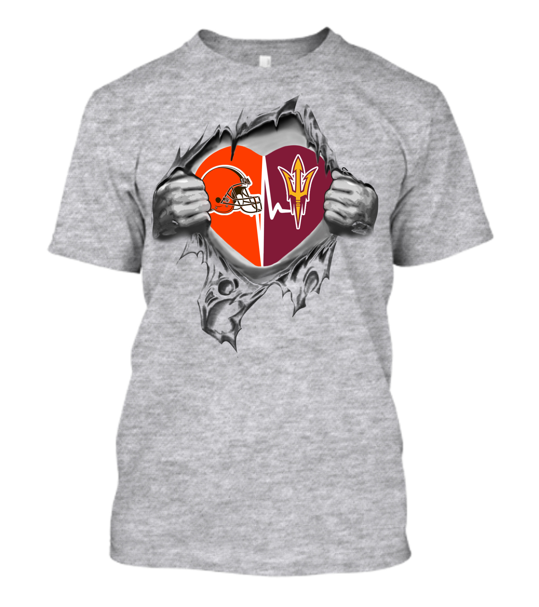 Browns Arizona State Sun Devils Heartbeat Inside My Heart T-Shirt