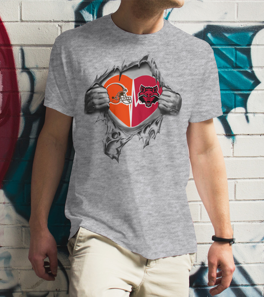 Browns Arkansas State Red Wolves Heart Passion T-Shirt