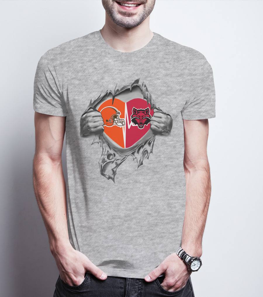 Browns Arkansas State Red Wolves Heart Passion T-Shirt