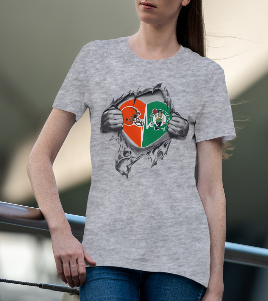 Browns Boston Celtics Heart Split T-Shirt