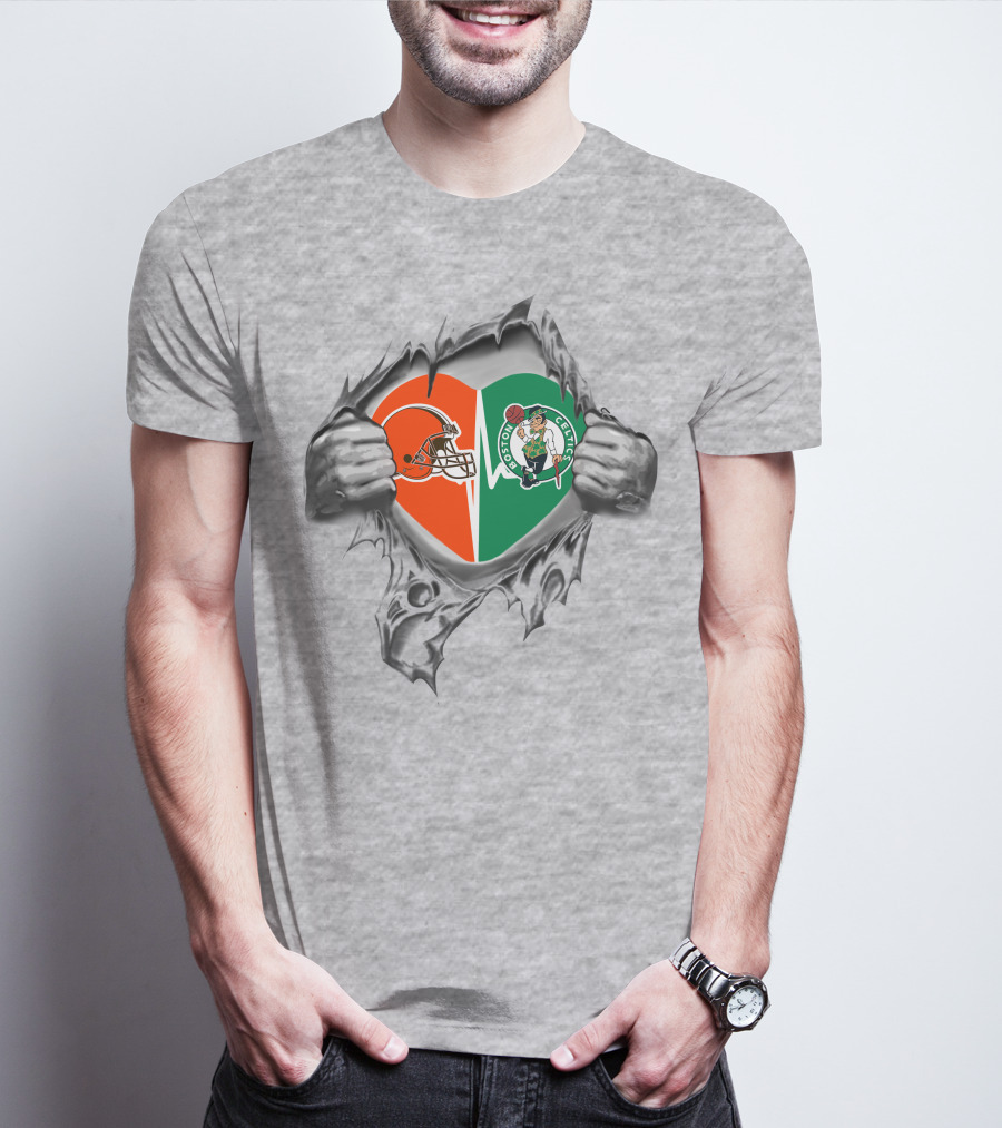 Browns Boston Celtics Heart Split T-Shirt