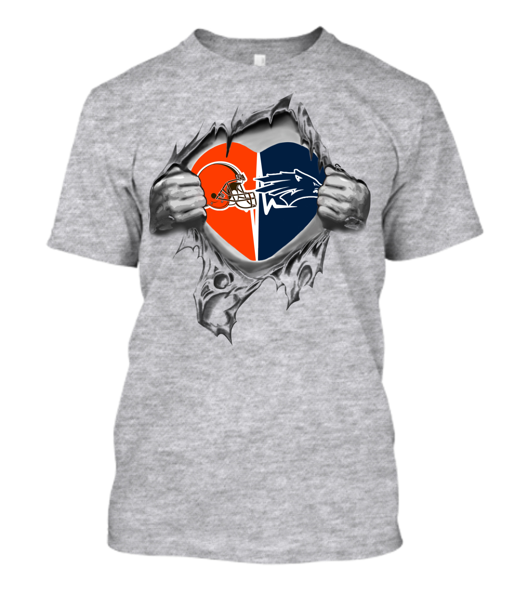 Cleveland Browns Nevada Wolf Pack Heart T-Shirt