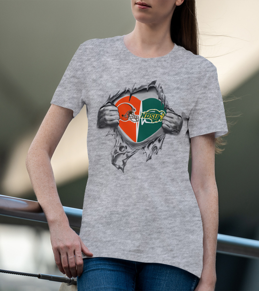 Browns North Dakota State Bison Heartful Passion T-Shirt