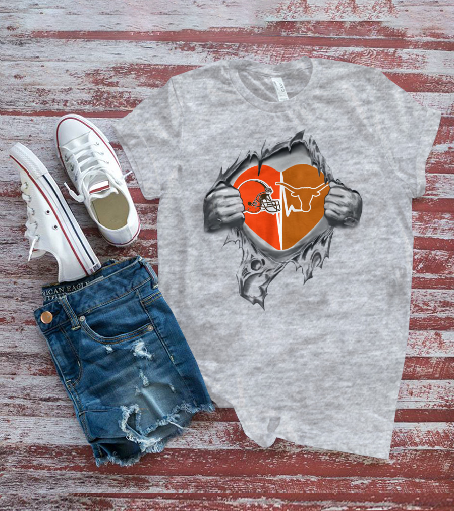 Browns Texas Longhorns Heart Inside Football Passion T-Shirt