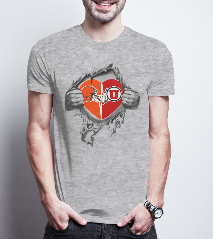 Browns Utah Utes Heart T-Shirt