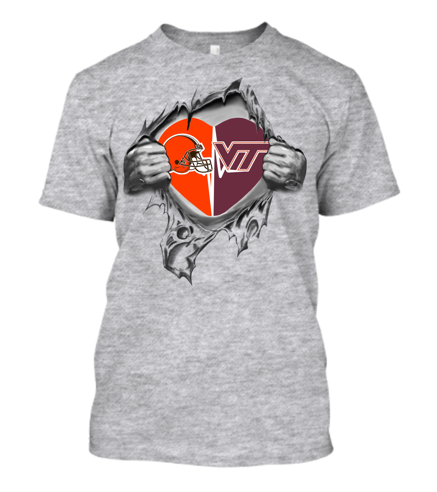 Browns Virginia Tech Hokies Heart Helmet Vt T-Shirt