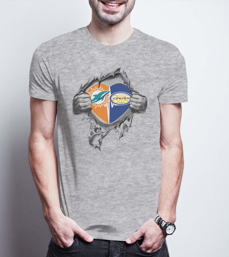 Miami Dolphins And Miami Fusion Heart Design 26 It's In My Heart T-Shirt