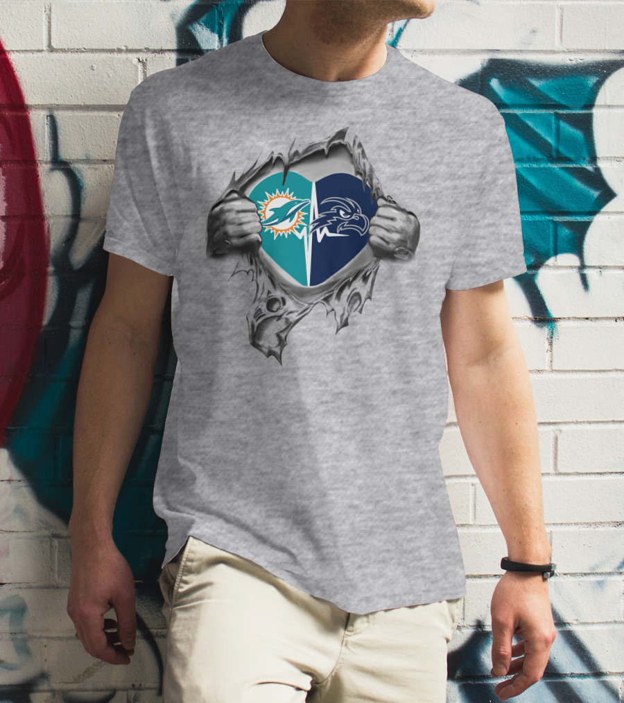 Miami Dolphins North Florida Ospreys Heart Logo T-Shirt