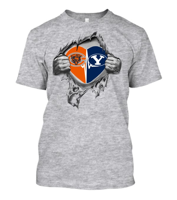 Chicago Bears Byu Cougars Heart T-Shirt