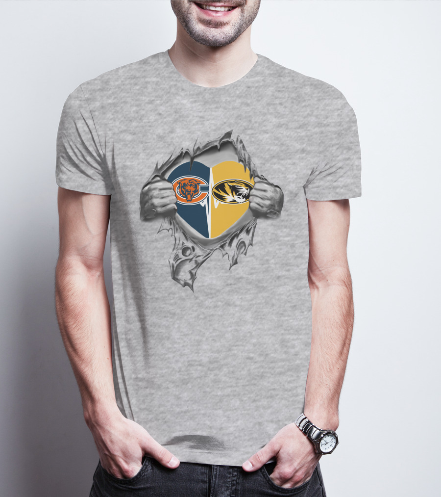 Chicago Bears Missouri Tigers Heart T-Shirt