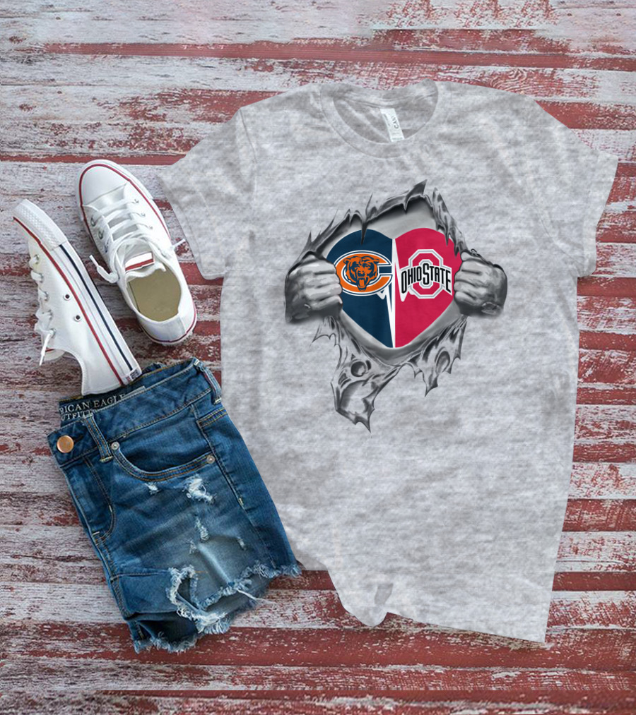 Bears Ohio State Buckeyes Heart Logo Fusion T-Shirt