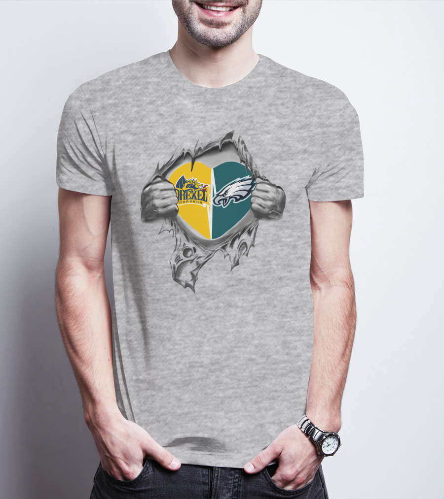 Drexel Dragons And Eagles Heart Combination T-Shirt