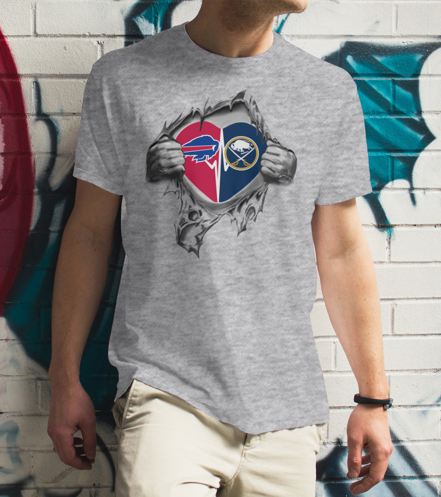Buffalo Bills Sabres Heartbeat T-Shirt